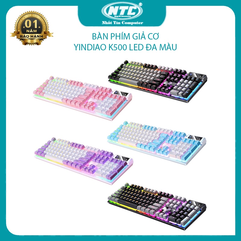 Bàn phím giả cơ gaming YINDIAO K500 led đa màu - phối keycaps cực đẹp