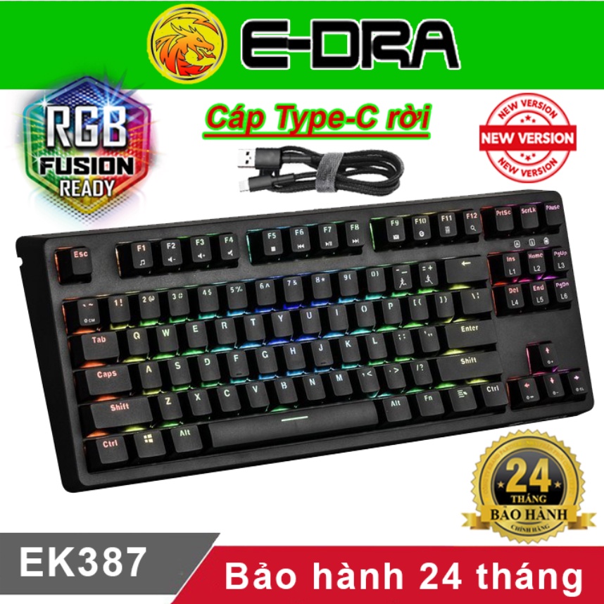Bàn phím cơ E-Dra EK387l EK384 RGB  Phím cơ Edra