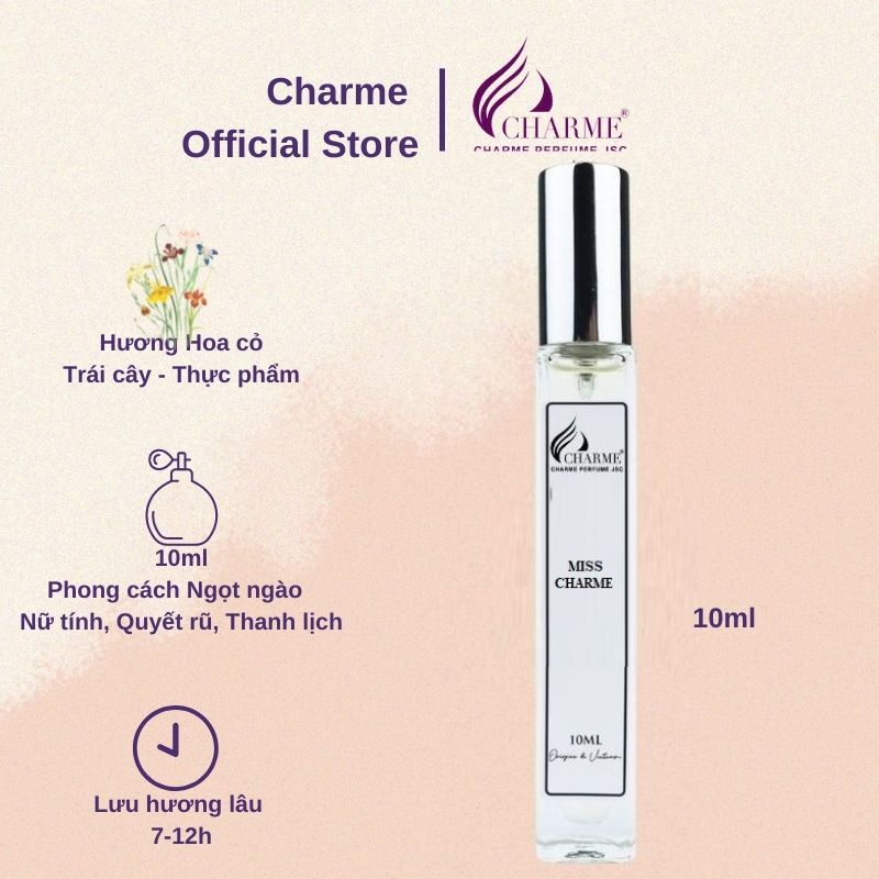Nước hoa nữ Charme Miss Charme 10ml Ngọt ngào Nữ tính Quyết rũ Thanh lịch