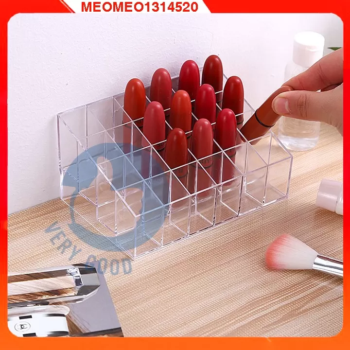 Khay đựng son 24 ô giúp đựng đồ mỹ phẩm, son, đồn trang điểm gọn gàng dành cho các bạn nữmeomeo