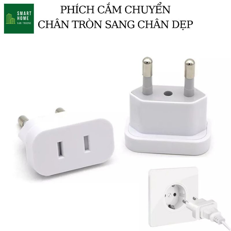 Phích cắm điện du lịch bằng đồng thau chuyển chân tròn ra chân dẹp sang châu âu vẫn sạc được điện thoại