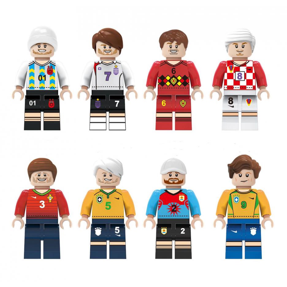 Set 8 Mô Hình Lego Hình Cầu Thủ Bóng Đá Hoạt Hình Cho Bé