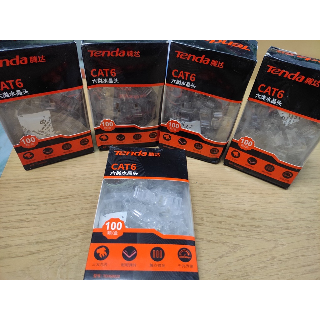 Hạt mạng, đầu Bấm Mạng RJ45 Tenda CAT6 mạ vàng chống nhiễu, chống Oxi hóa