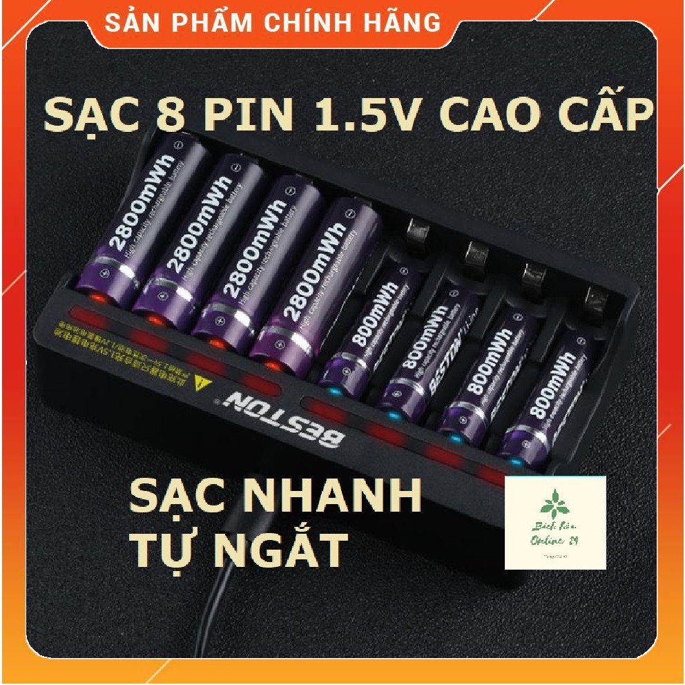 Bộ sạc pin tiểu 8 pin 1.5V, pin sạc AA AAA BESTON 1.5V chính hãng pin lithium hàng cao cấp