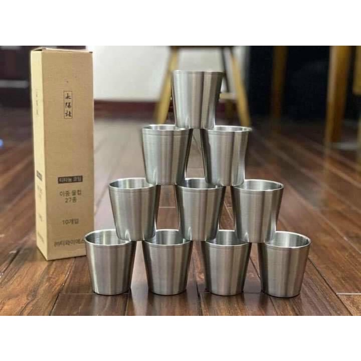 Cốc  Inox 304 Hàn Quốc 2 lớp giữ nhiệt, dungtích 150ml thích hợp sử dụng cho trẻ nhỏ, uống nước, trà, cafe đậm đặc
