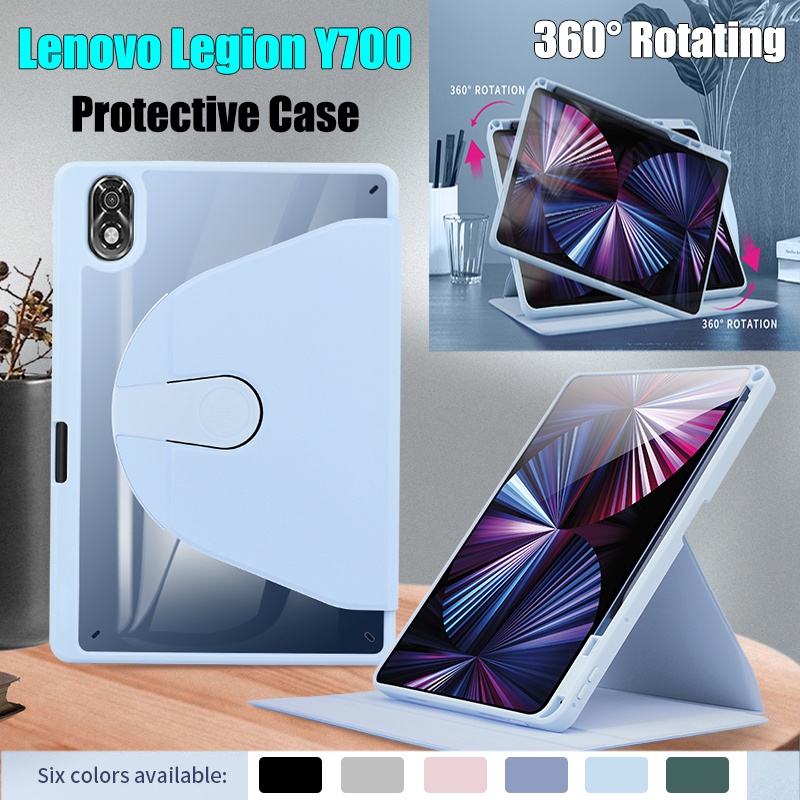 Ốp Máy Tính Bảng Acrylic Trong Suốt Bảo Vệ 360 Độ Cho Lenovo Legion Y700  8.8-inch Vỏ Bọc Bảo Vệ Gập Bằng Da Thiết Kế Đơn Giản Tiện Dụng