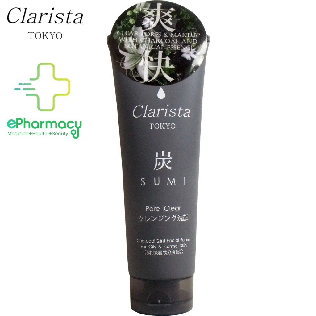 Sữa Rửa Mặt Tẩy Trang Clarista Charcoal 2in1 Facial Foam For Oily, Normal Skin than hoạt tính  160g