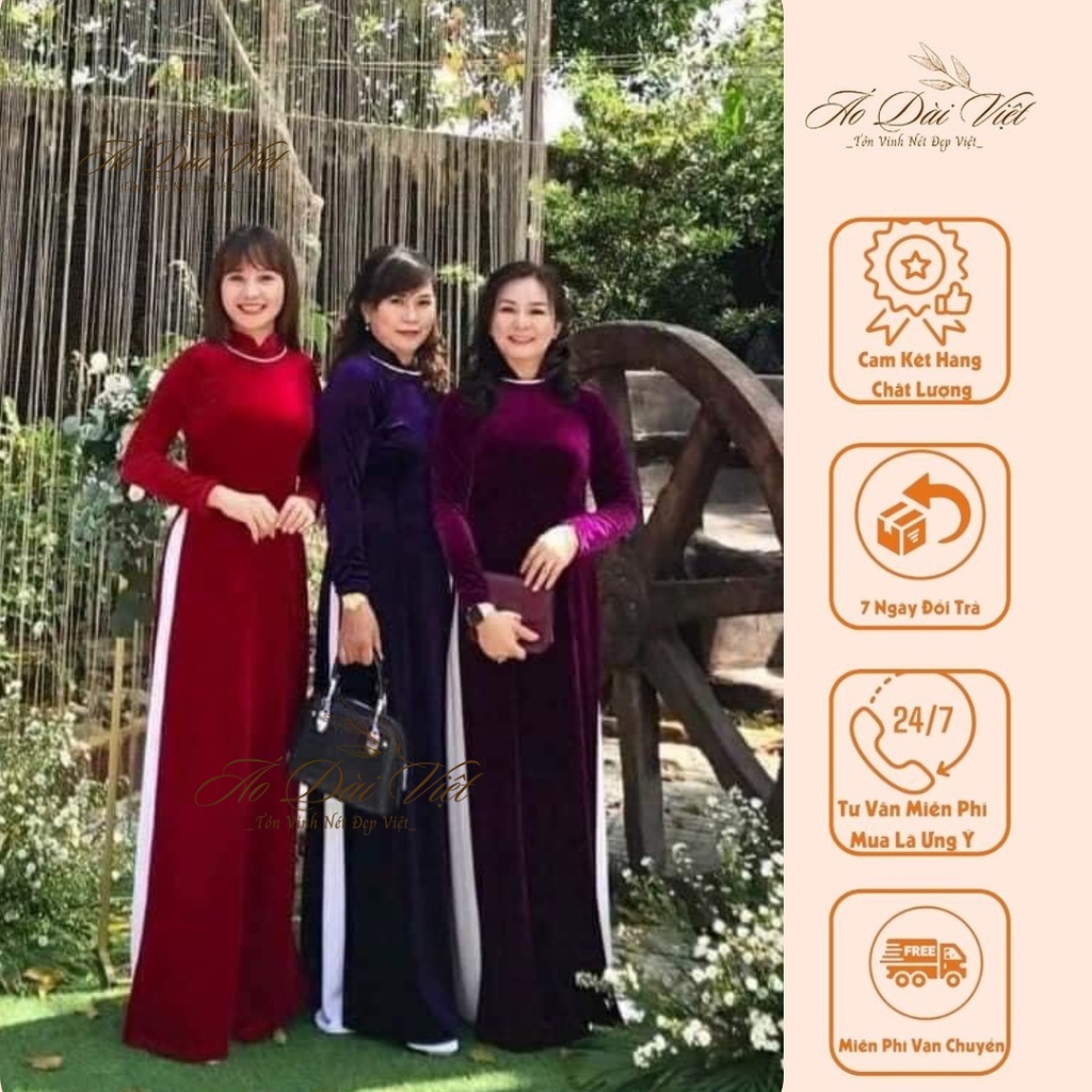 BST Mẫu Áo Dài Nhung Trơn Đủ Màu Sắc Chào Thu 2022, Áo Dài Thu Phương Cam Kết Chất Lượng, Chuẩn Phom Dáng
