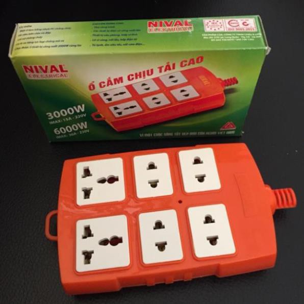 Ổ cắm điện Nival 6 lỗ chịu tải cao 3000-6000w