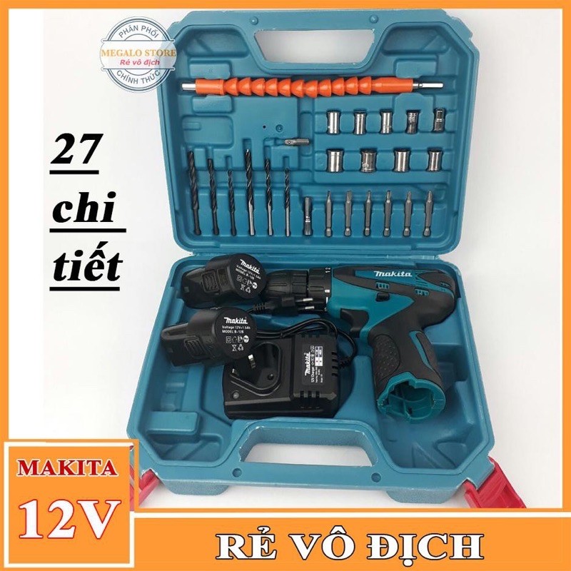 Máy khoan pin m akita 12V ? NHỎ GỌN, SIÊU BỀN ? kèm 24 phụ kiện tiện dụng