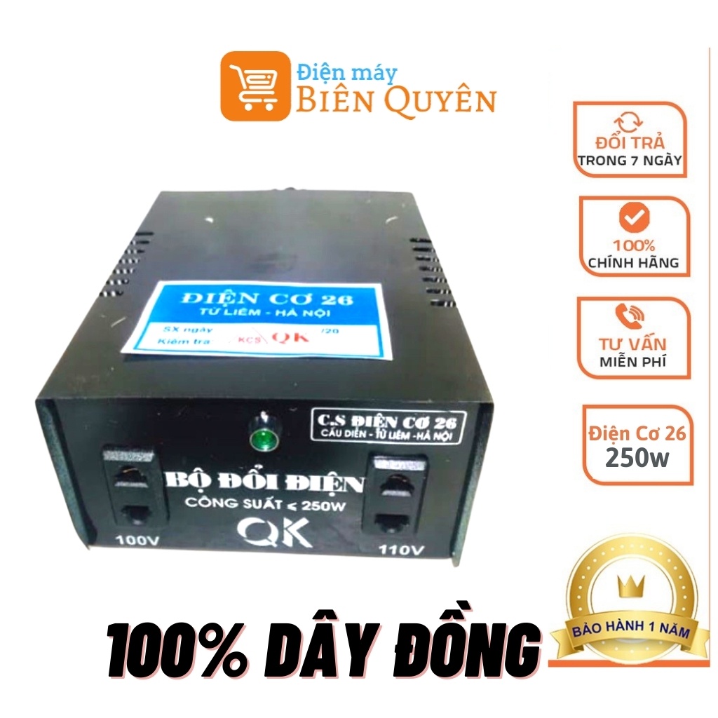 Đổi Nguồn Biến Áp 220v Ra 100v-110v Công Xuất 250w  100% Dây Đồng
