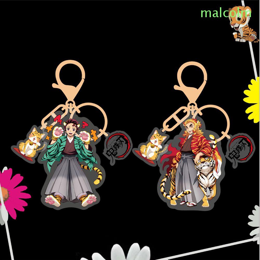 Móc khóa acrylic thiết kế nhân vật anime Demon Slayer Rengoku Kamado Nezuko hai mặt đáng yêu làm quà tặng bộ sưu tập