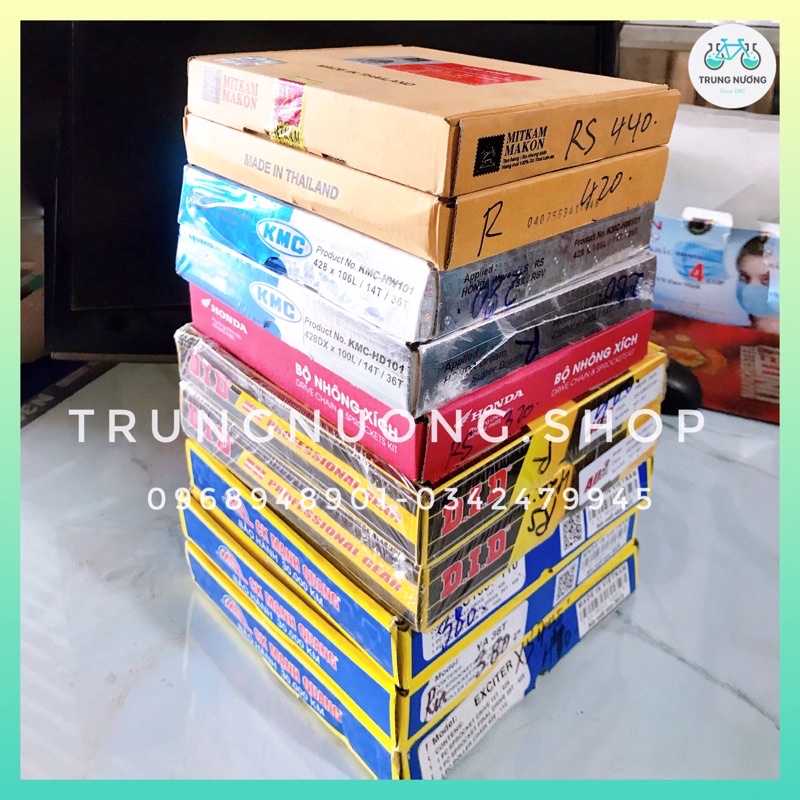 Nhông Xích  xe máy các loại Mạnh Quang, KMC, Honda, DID, Mitkam Makon cho Wave, Dream, Future, RSX...