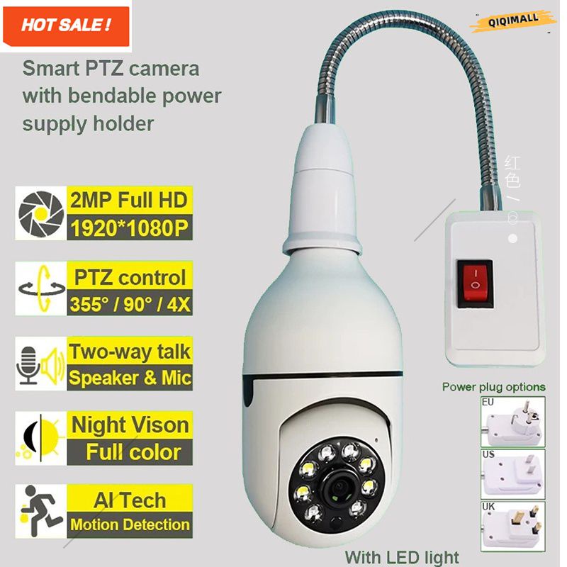 ^ Bán ^ HD 1080P 360 &deg; Xuyên Màn Đêm Thông Minh Bóng Đèn Xoay Tự Động Theo Dõi Camera Toàn Cảnh Không Dây Wifi PTZ Camera IP ]
