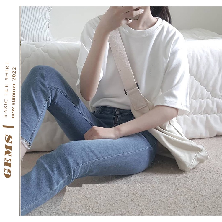 Áo thun nữ trơn form rộng tay lỡ 3158 cotton khô mịn dáng dài mặc giấu quần