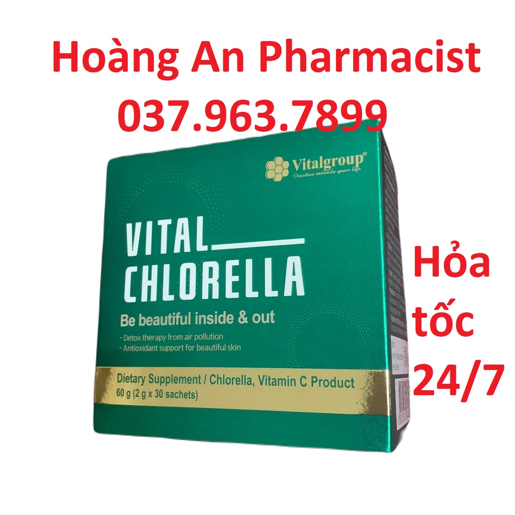 Tảo lục Vital Chlorella hộp 30 gói cam kết chính hãng 100%