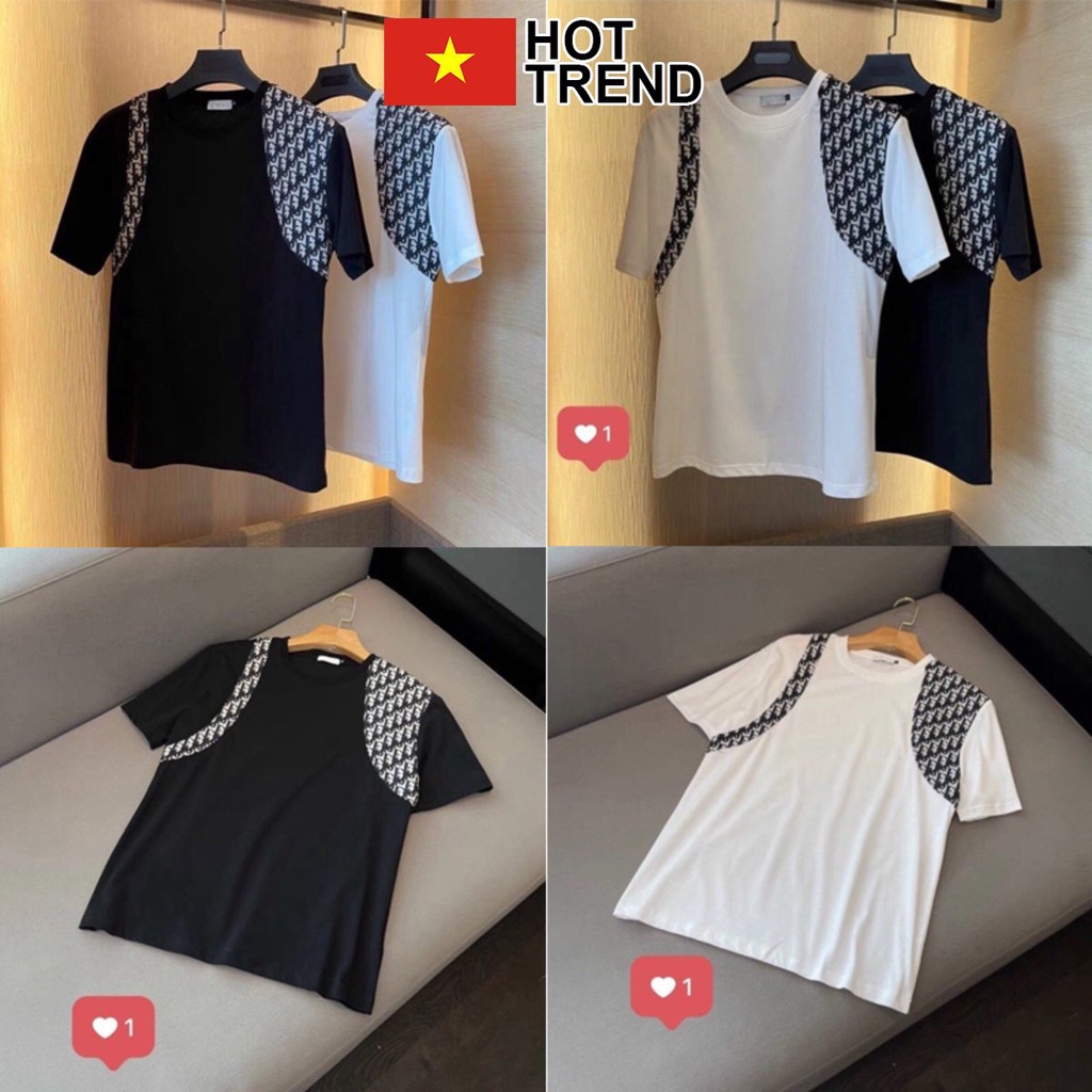 Áo Thun Tay Lỡ Đi.O Phối Vai in họa tiết HOTTREND - Áo thun tay lỡ nam nữ unisex freesize form rộng 65kg chất cotton đẹp