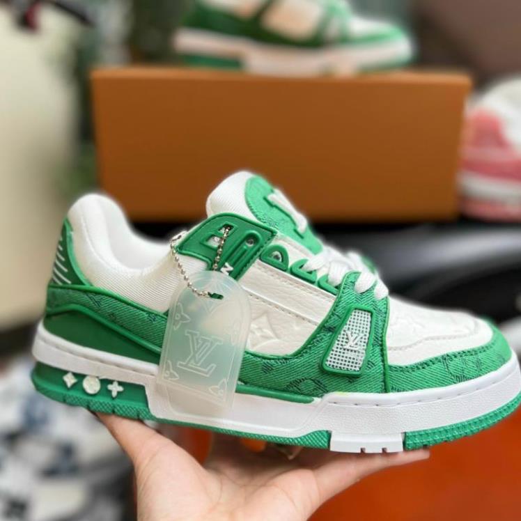 Giày thể thao Louis Vuitton xanh lá, giày sneaker lv xanh hàng cao cấp sang trọng full phụ kiện túi xách full size