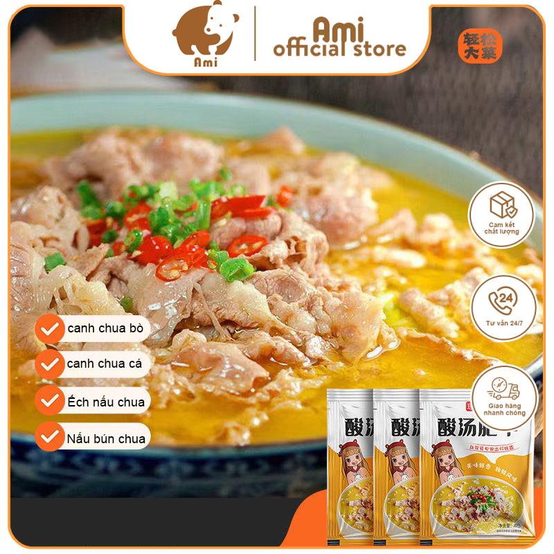 Sốt nấu canh chua thịt bò, sốt cải chua, canh chua cá, Nấu nước dùng bún bò