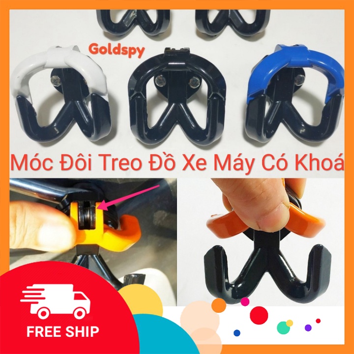 Móc treo đồ xe máy - Móc đôi có khóa