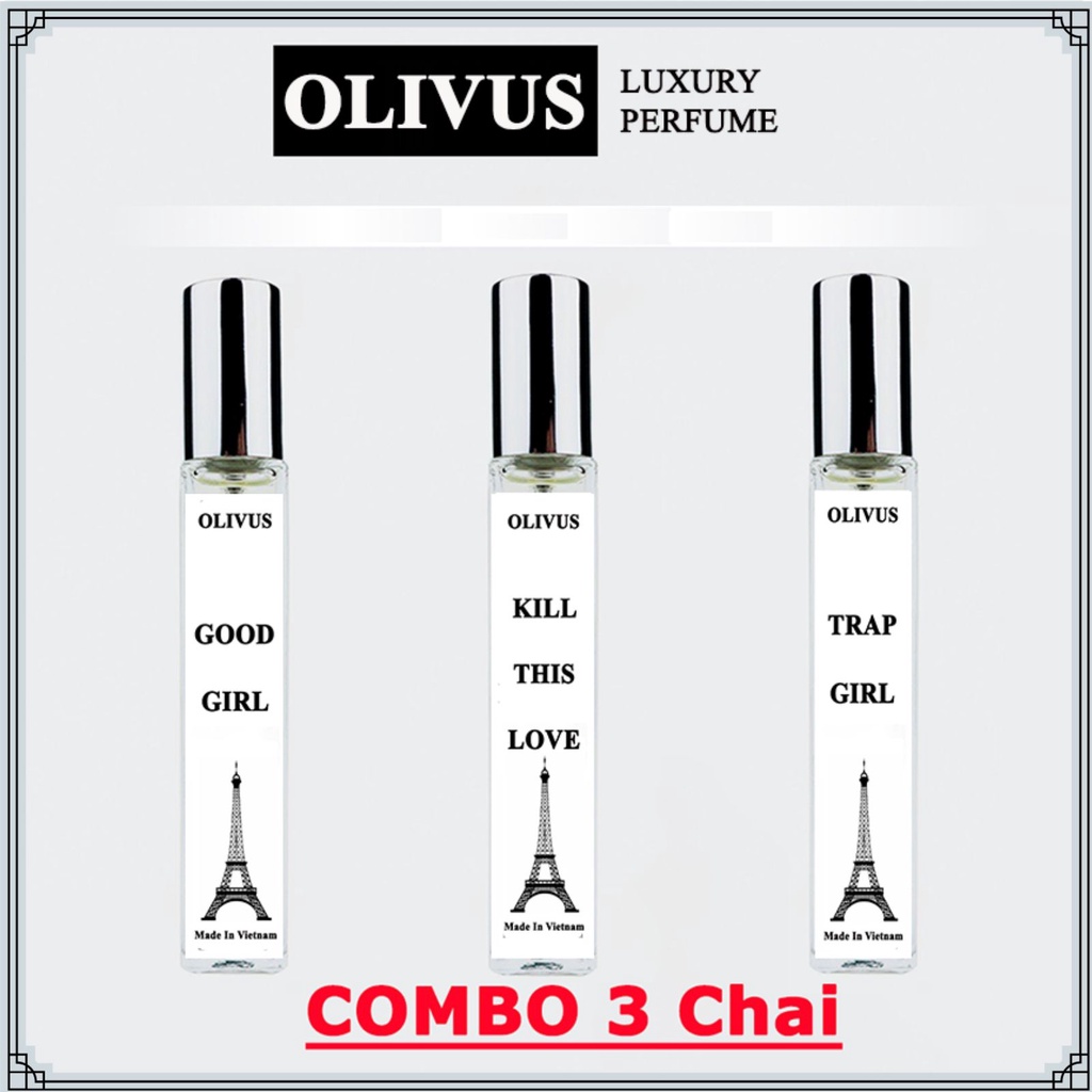 Combo 3 chai Tinh dầu nước hoa nữ cao cấp OLIVUS Good Girl, Trap Girl, Kill This Love hương thơm thanh lịch