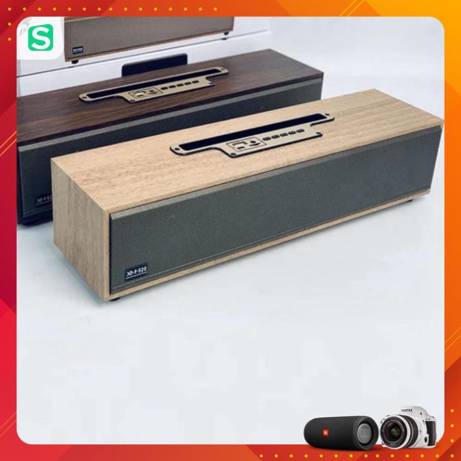 Loa Bluetooth để bàn XM 520, vỏ gỗ, Bass khoẻ siêu hay, công suất 20W siêu trầm, có giá đỡ điện thoại tiện lợi - đẹp