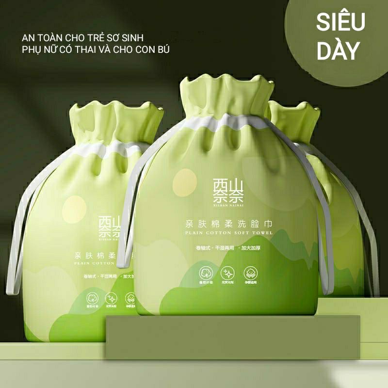 Sét 6 cuộn khăn Mặt Khô Đa Năng Beibeirou Hữu Cơ Organic 100%