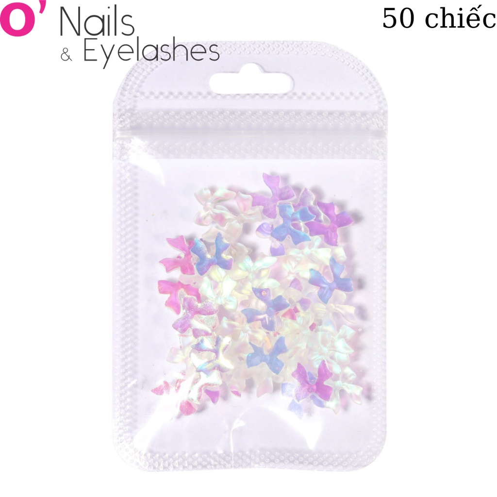 Set 50 charm nơ, phụ kiện trang trí móng tay nghệ thuật, charm 3D đính móng O Nail