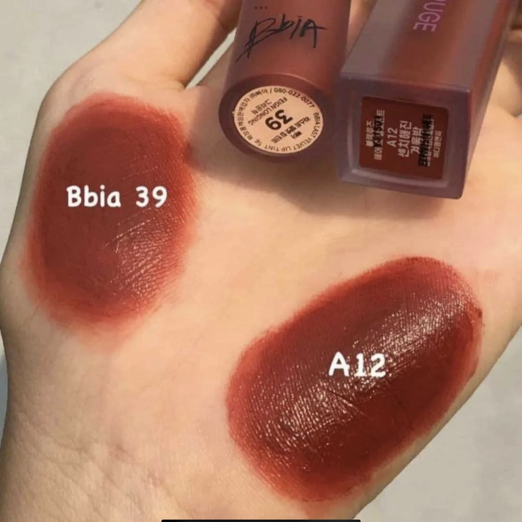 Son kem A12 25 39 đỏ nâu BIAA hàng handmade nắp bạc chất son lì mịn môi lên màu chuẩn