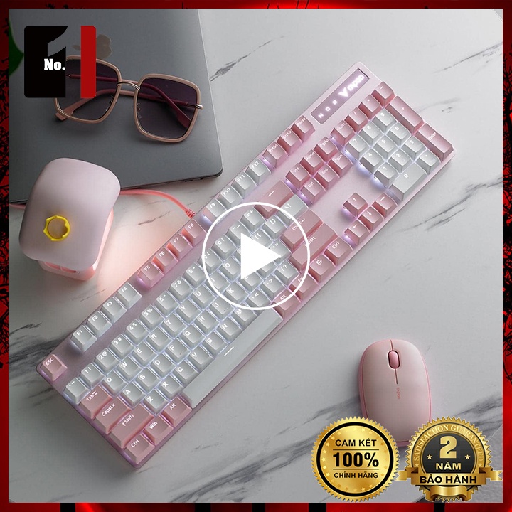 Bàn Phím Cơ Keycap Xuyên Led Gaming Màu Hồng Rapoo V500 Pro Led Rgb Bàn Phím Máy Tính Laptop Có Dây