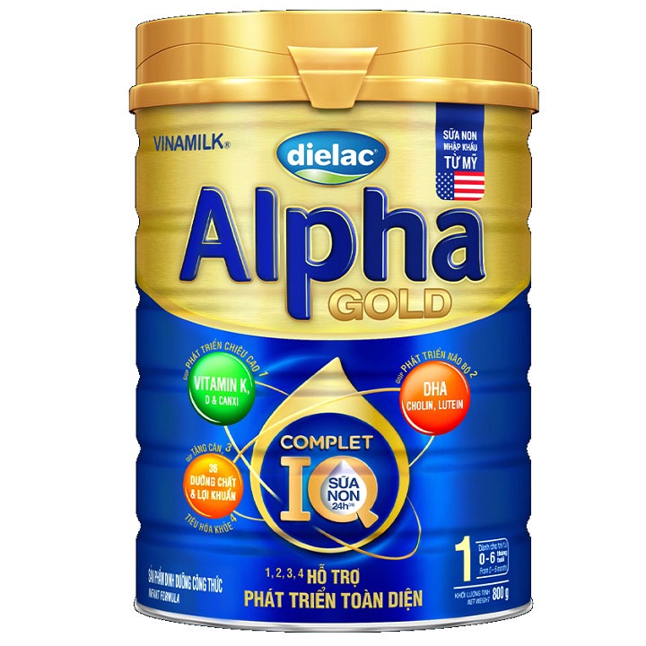 Sữa Dielac Alpha Gold IQ 1-2-3-4 800g