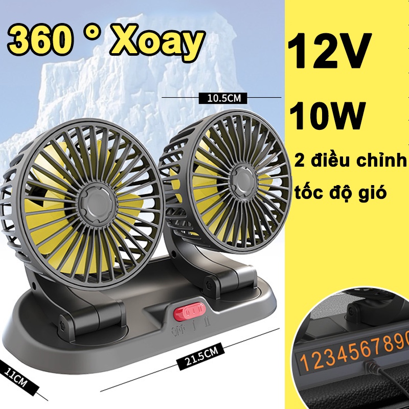 Quạt xe ô tô12v,quạt đôi mini 24v, xoay 360 độ , dùng cho ô tô , văn phòng, laptop...