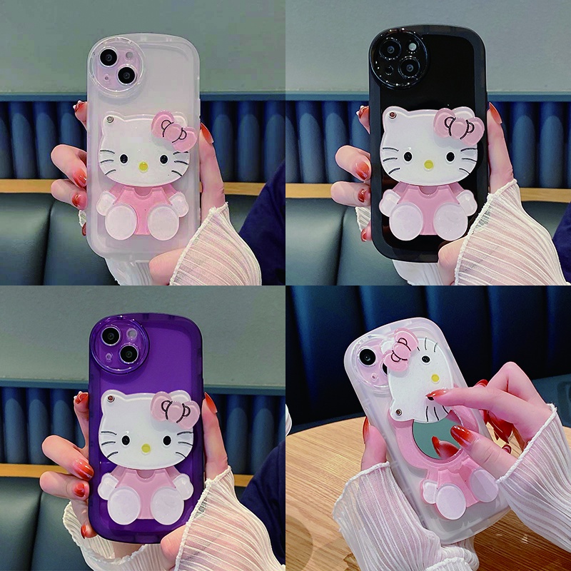 Ốp Điện Thoại Mềm Có Gương Hello kitty Cho iphone 15 14 13 12 11 pro max 7 8 plus x xs max xr se 2020