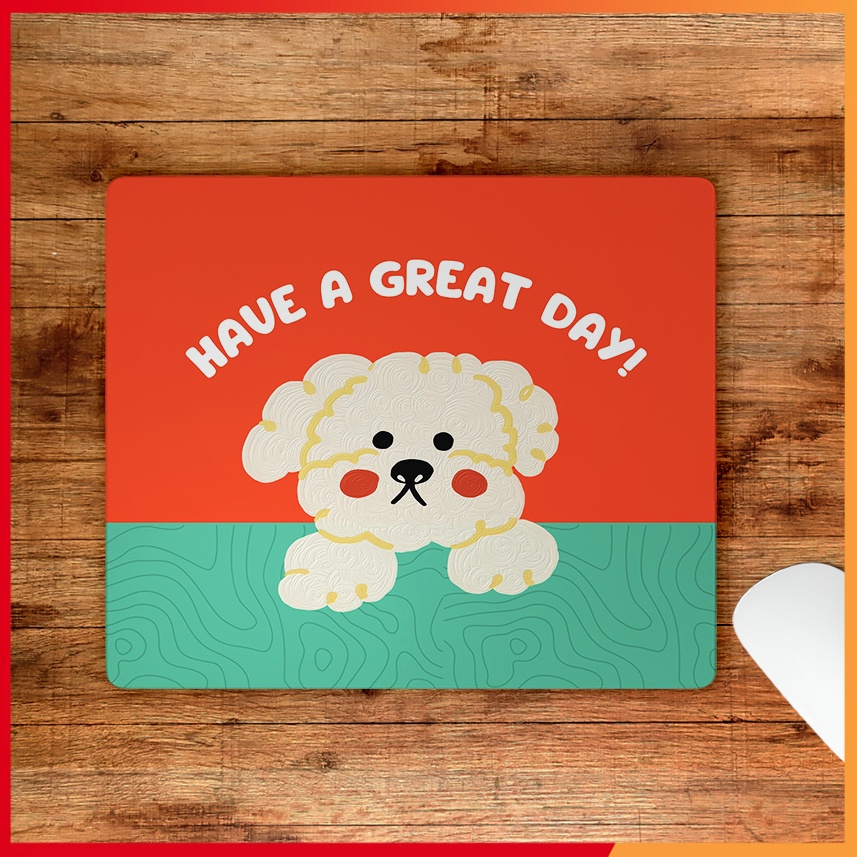 Lót chuột - Bàn di chuột 21x26cm, In hình chú chó cute, chất liệu cao su tự nhiên
