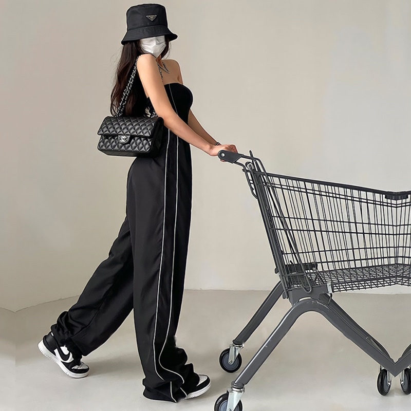 Đồ Bay Nữ Jumpsuit Quần Dài Kẻ Sọc
