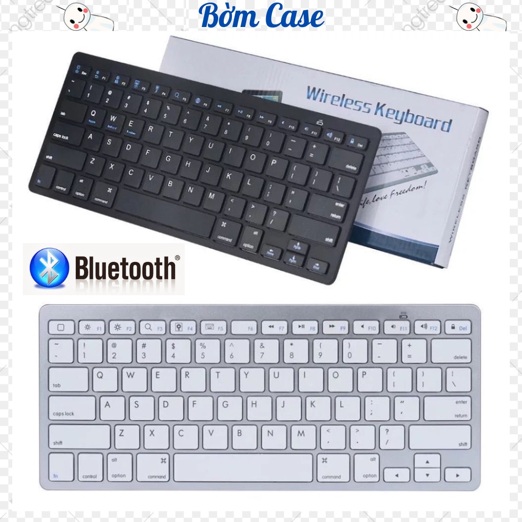 Bàn phím không dây bluetooth mỏng đẹp phím ấn nhẹ dùng cho Điện thoại - Máy tính bảng...BỜM CASE