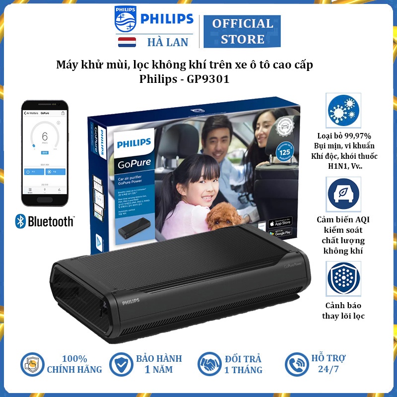 Máy lọc không khí trên xe ô tô thương hiệu cao cấp Philips GP9301 - Chính Hãng Bảo Hành 1 Năm