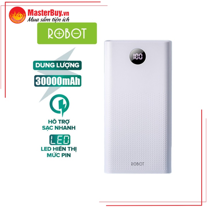 Pin Sạc Dự Phòng 30.000mAh ROBOT RT30 Sạc Nhanh, 3 Cổng Đầu Ra
