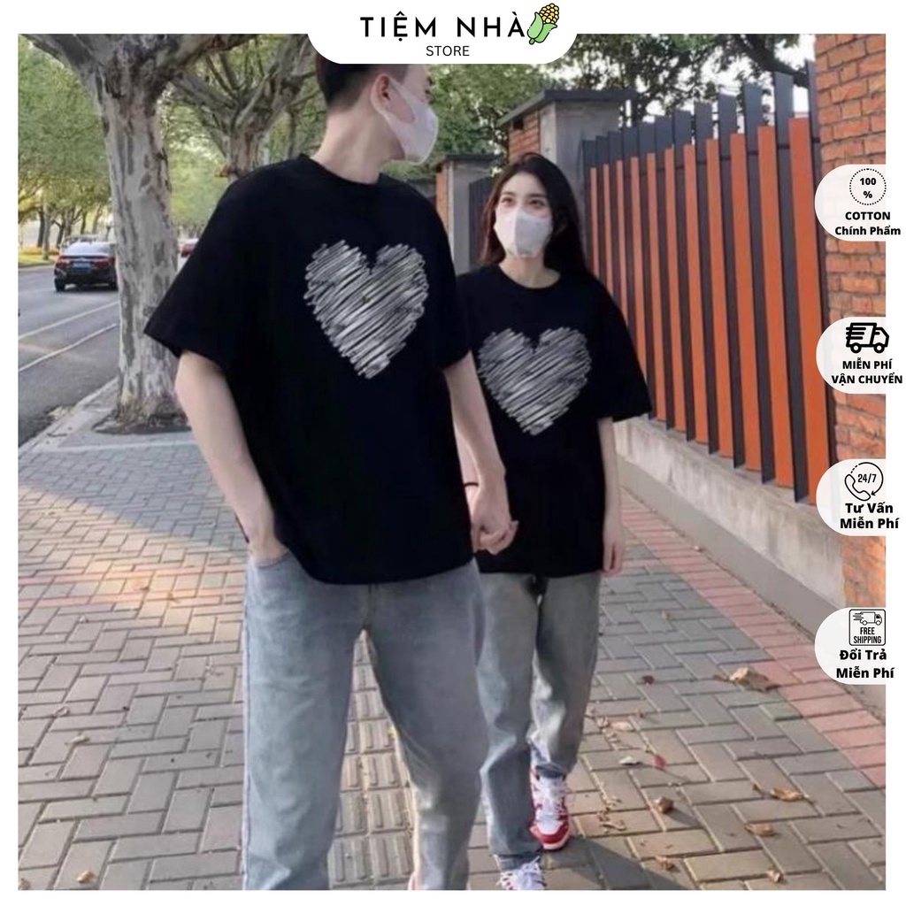 Áo Thun Đôi Nam Nữ 3158 Cotton Khô Form Rộng Unisex , Áo aphoong Cặp Đôi In Hình Trái Tym