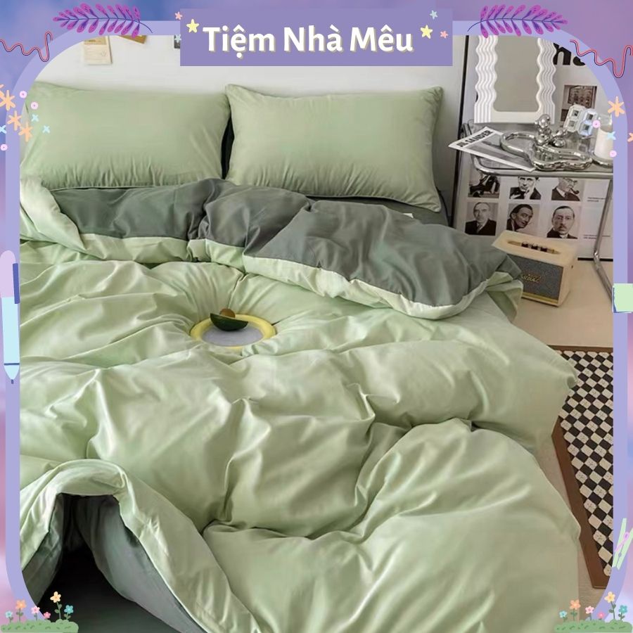 Bộ Vỏ Chăn Drap Ga Trải Giường Gối Cotton Tici Notag Mix Phối Màu Tươi Mát Mềm Mịn Fullsize m6 m8 2m Tiệm Nhà Mêu