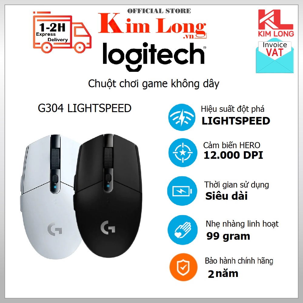 Chuột chơi game không dây Logitech G304 Chống lắc gật, nhẹ, 6 nút lập trình, Onboard memory, Pin 250h