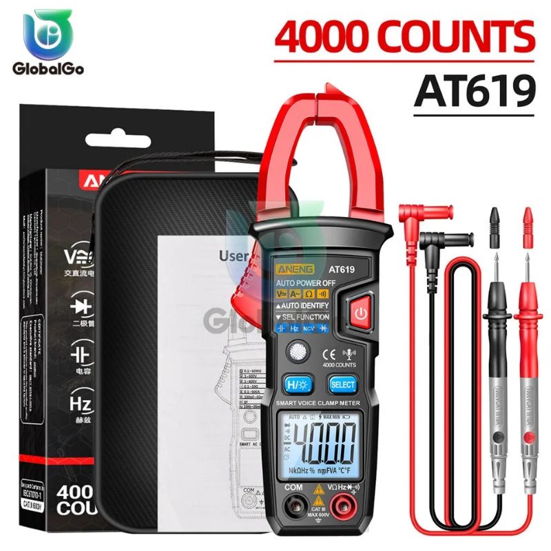 Đồng hồ vạn năng ampe kìm kỹ thuật số ANENG AT619 đo tần số 20Mhz
