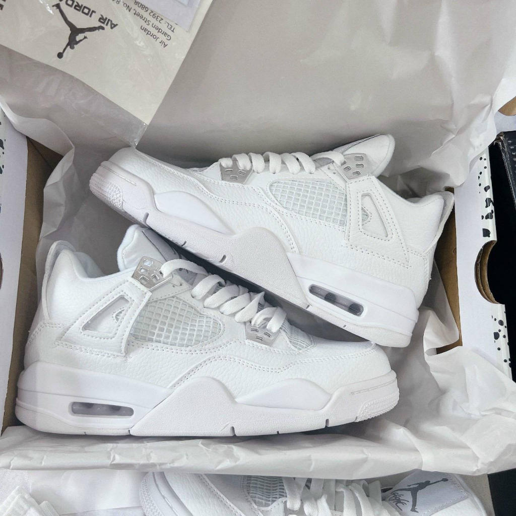 Giày thể thao Snealer Jordan 4 Thể Thao Nam Nữ, Giày Sneaker JD4 full trắng Hàng Đẹp Full Box loại cổ lưỡi gà cao