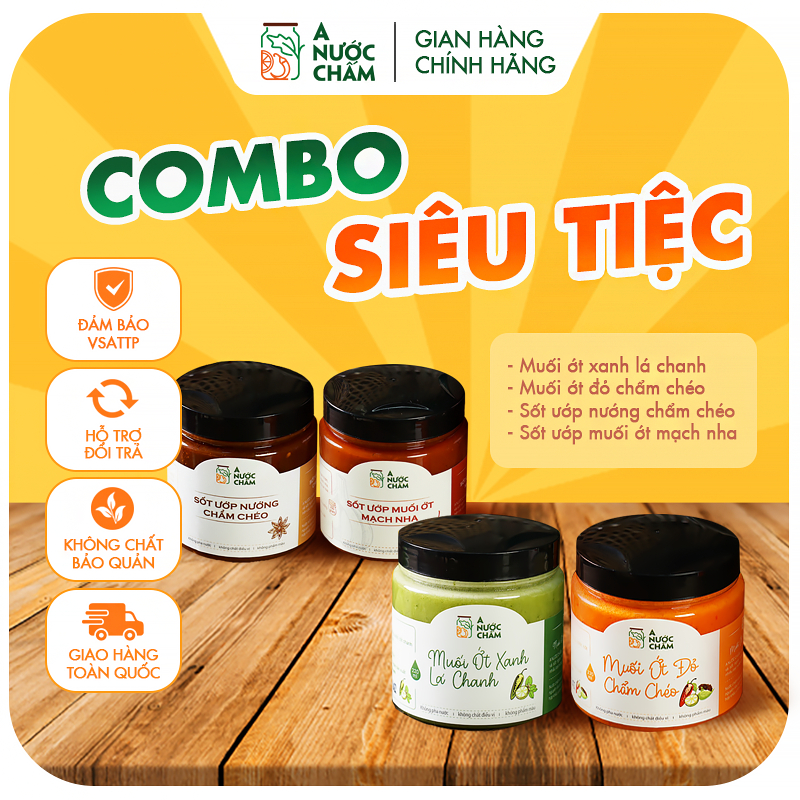 Combo 4 loai Sốt ướp thịt nướng, sốt ướp hải sản, nước chấm đồ nướng, nước chấm hải sản, gia vị  nướng ngon chuẩn vị