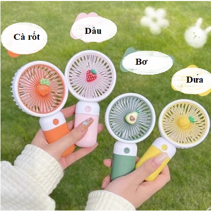 Quạt sạc tích điện cầm tay mini kèm đế để bàn có thể dùng đỡ điện thoại tiện lợi mang theo di chuyển
