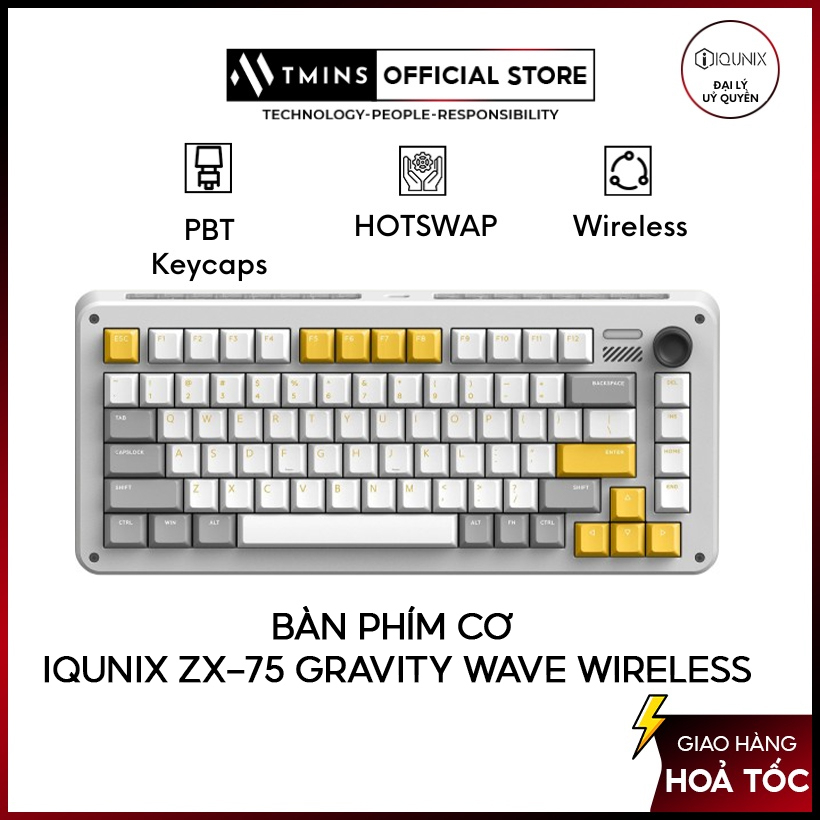 Bàn Phím Cơ không dây Iqunix Zx-75 Gravity Wave Wireless - Hàng chính hãng