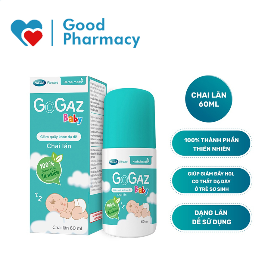 Chai lăn Gogaz Baby  giảm đầy bụng, chướng hơi, quấy khóc dạ đề, co thắt dạ dày trẻ sơ sinh