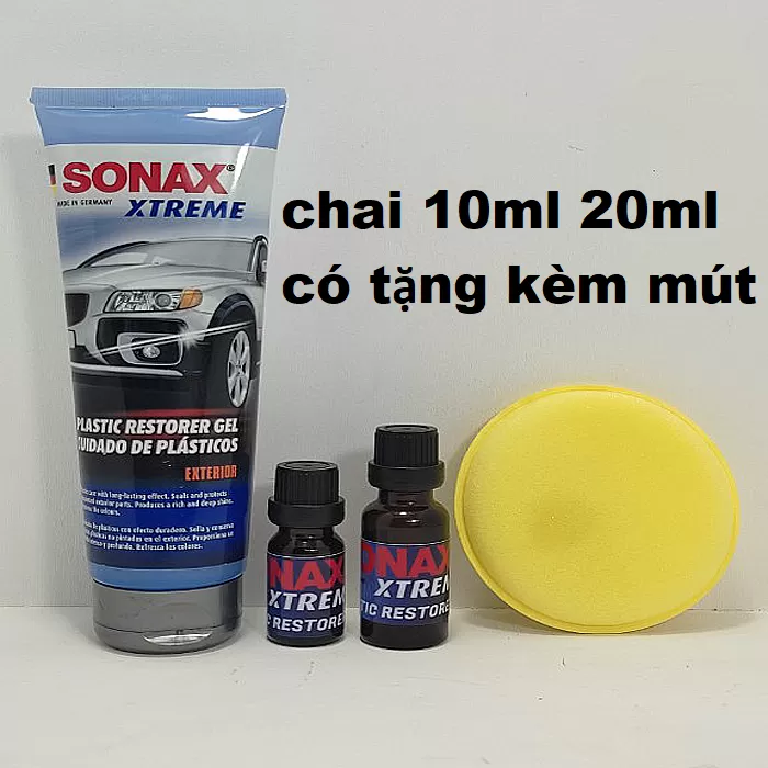 Sonax Xtreme Plastic Restorer 210141 Phục Hồi Nhựa nhám Gel 250ml Nano Bảo Dưỡng dán nhữa nhám xe