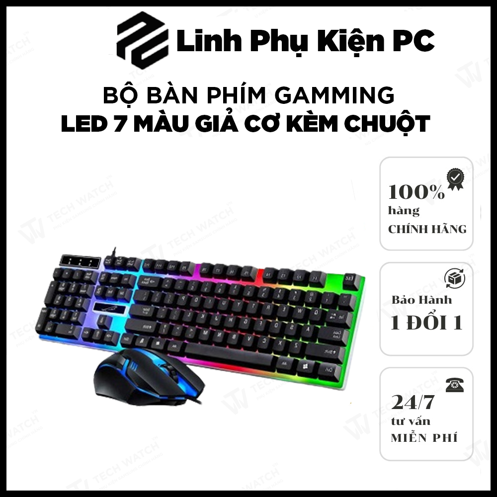 Bộ Bàn Phím Gamming Led 7 Màu Giả Cơ Kèm Chuột Máy Tính Có Dây G21
