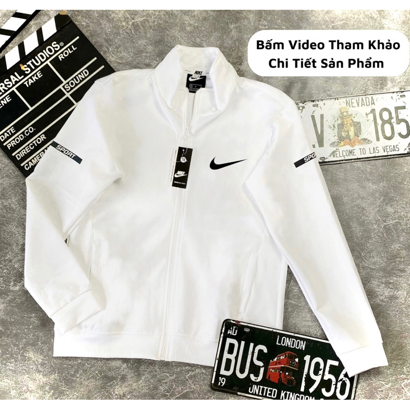 Áo Khoác Thun Lạnh Poly 2 Da Cao Cấp,Mềm Mịn Không Nhăn Chống Nắng Màu Trắng Trơn N I K E  - Áo Khoác Thu Đông Mr Bean